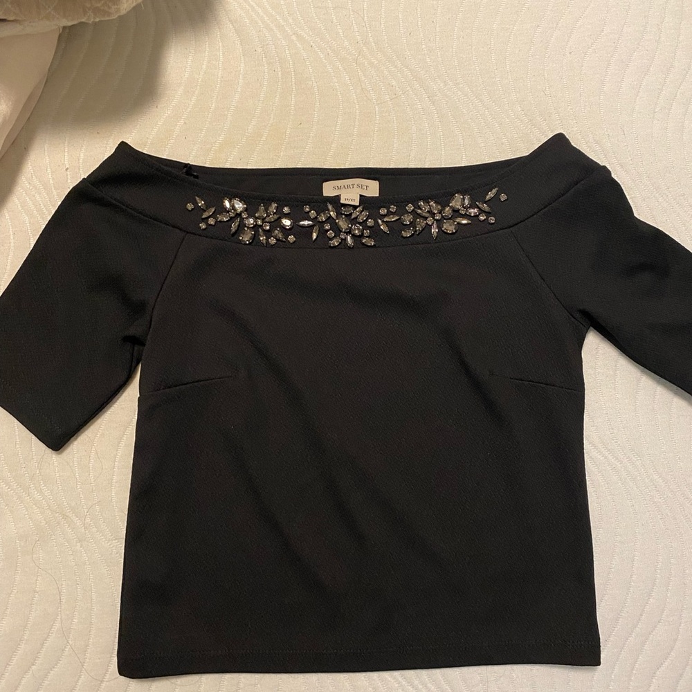Smart Set Black Embellished Women's Blouse
